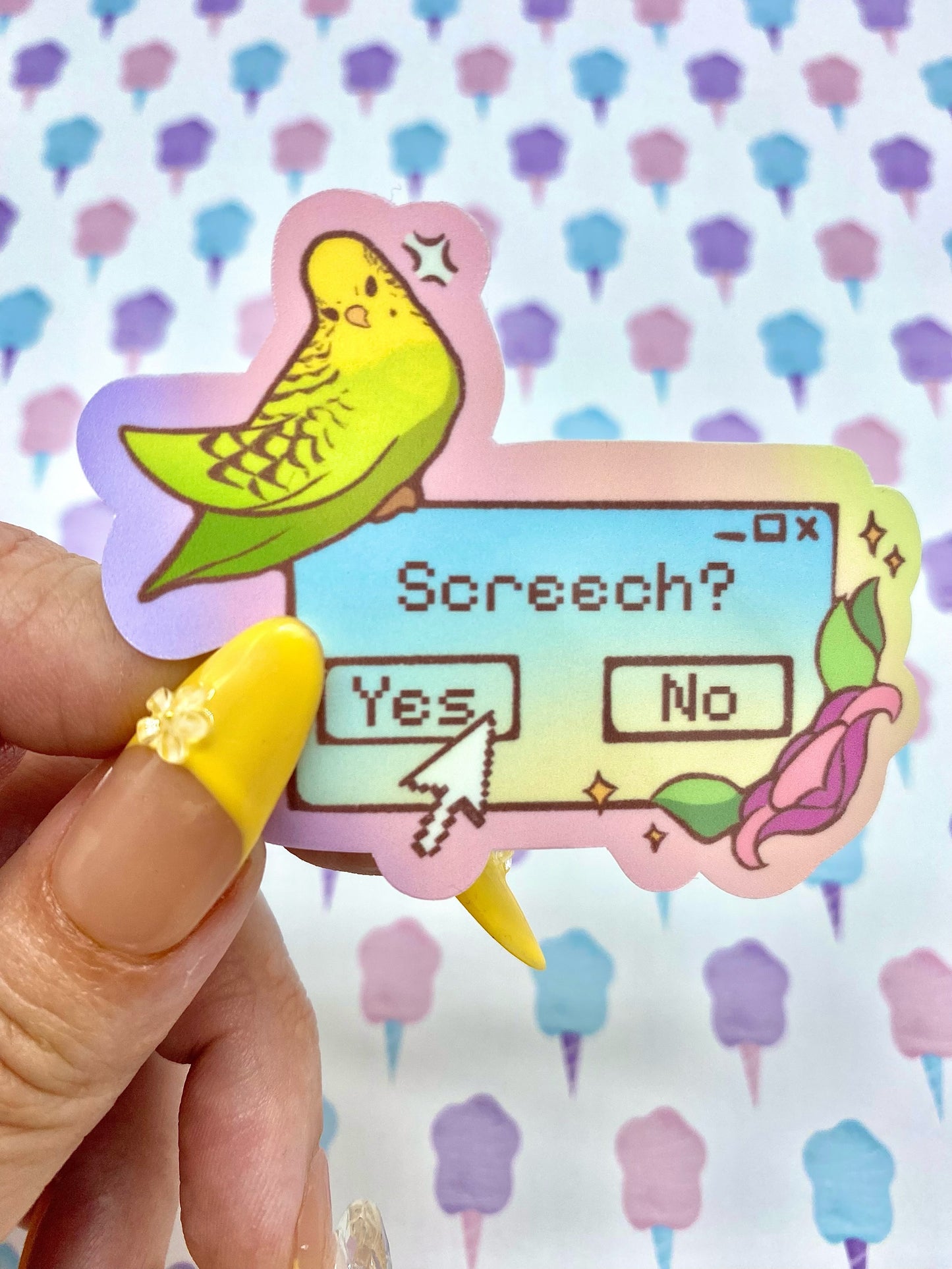 Screech? Budgie vinyl sticker