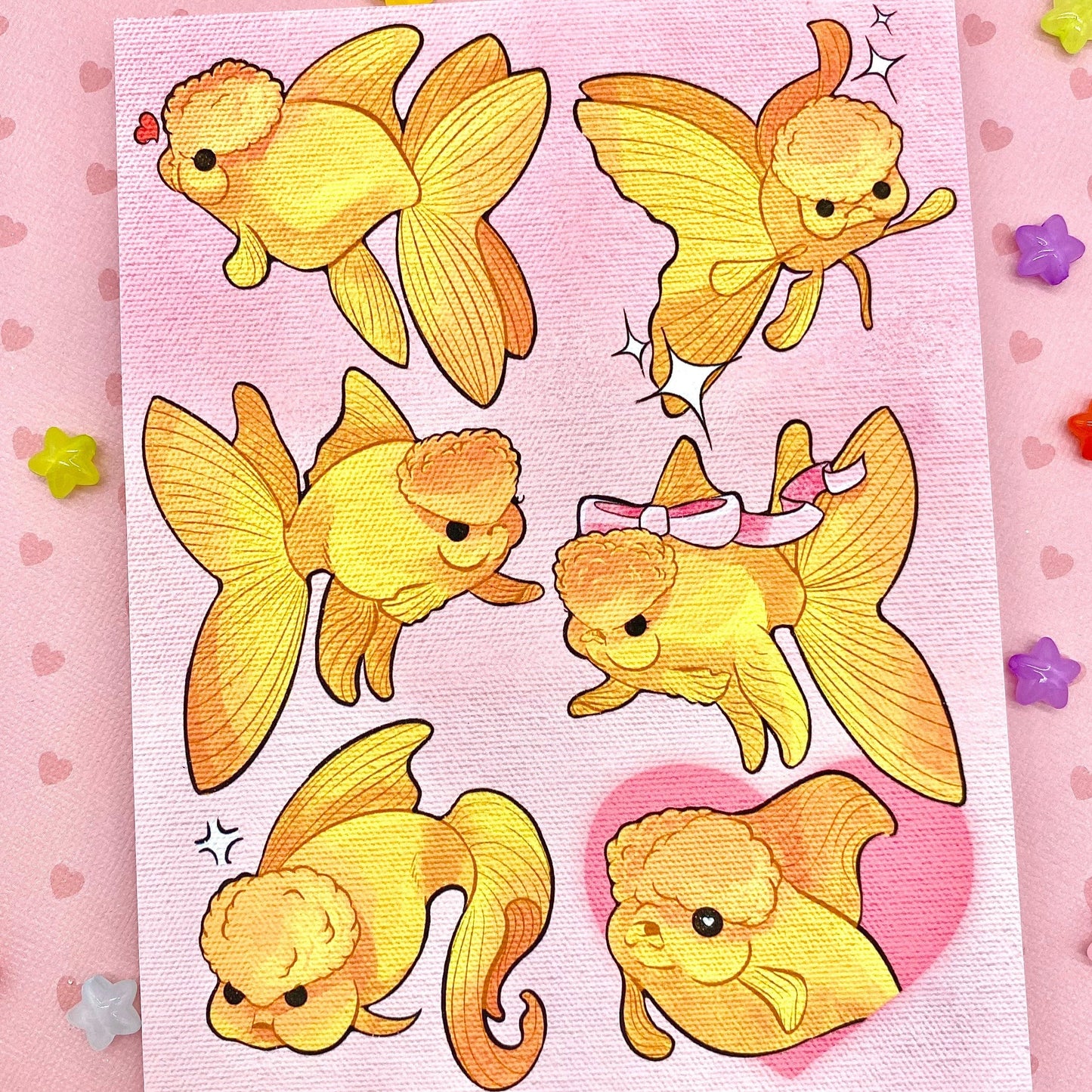 Oranda Goldfishies mini art print