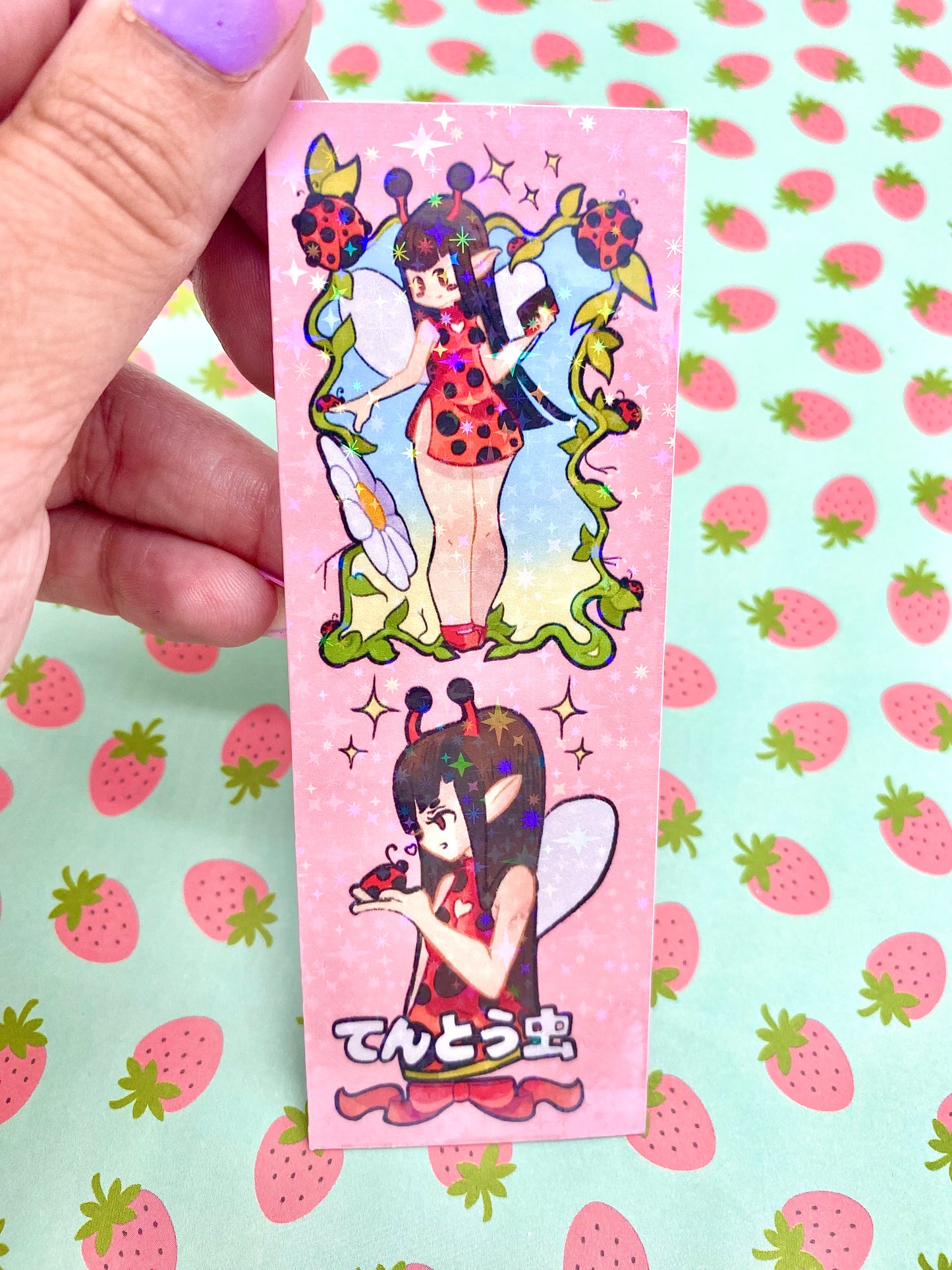 Ladybug Holographic Bookmark