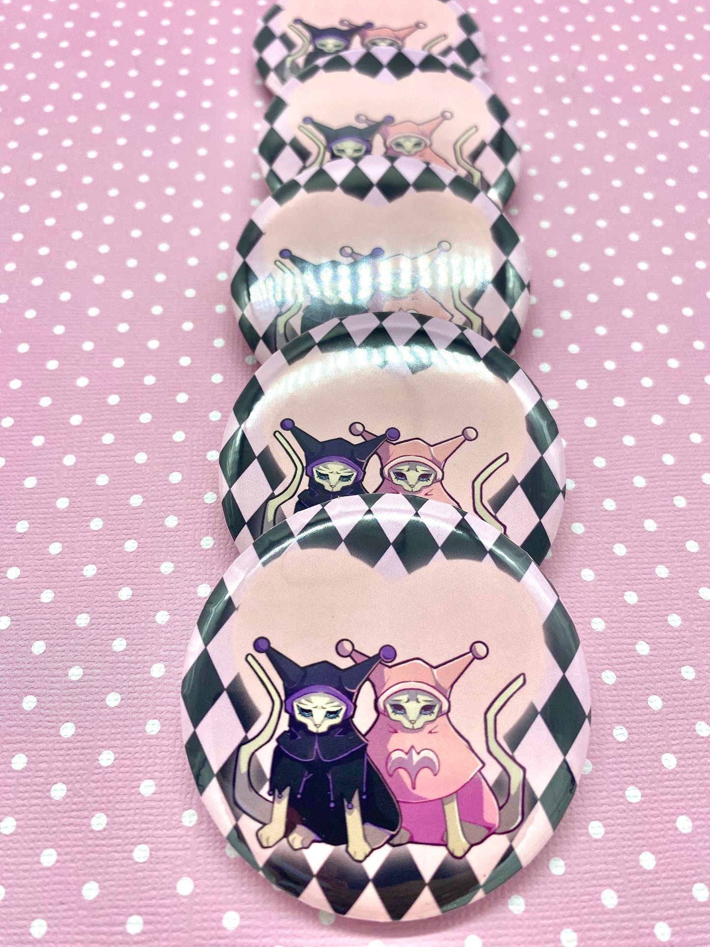 Jester Kitties Button Pin