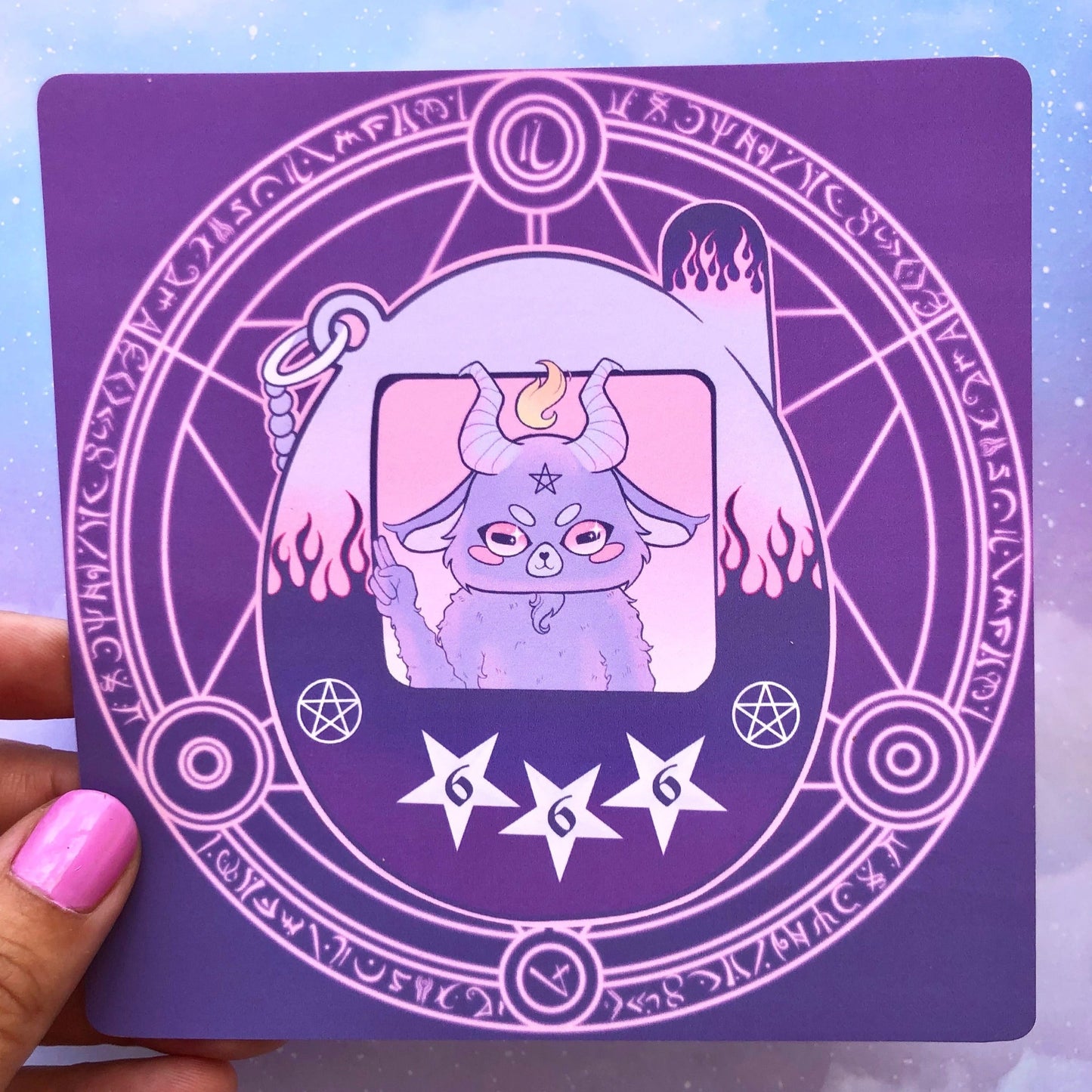 Dark Baphomet Tamagotchi Square Art Mini Print (2 sizes available)