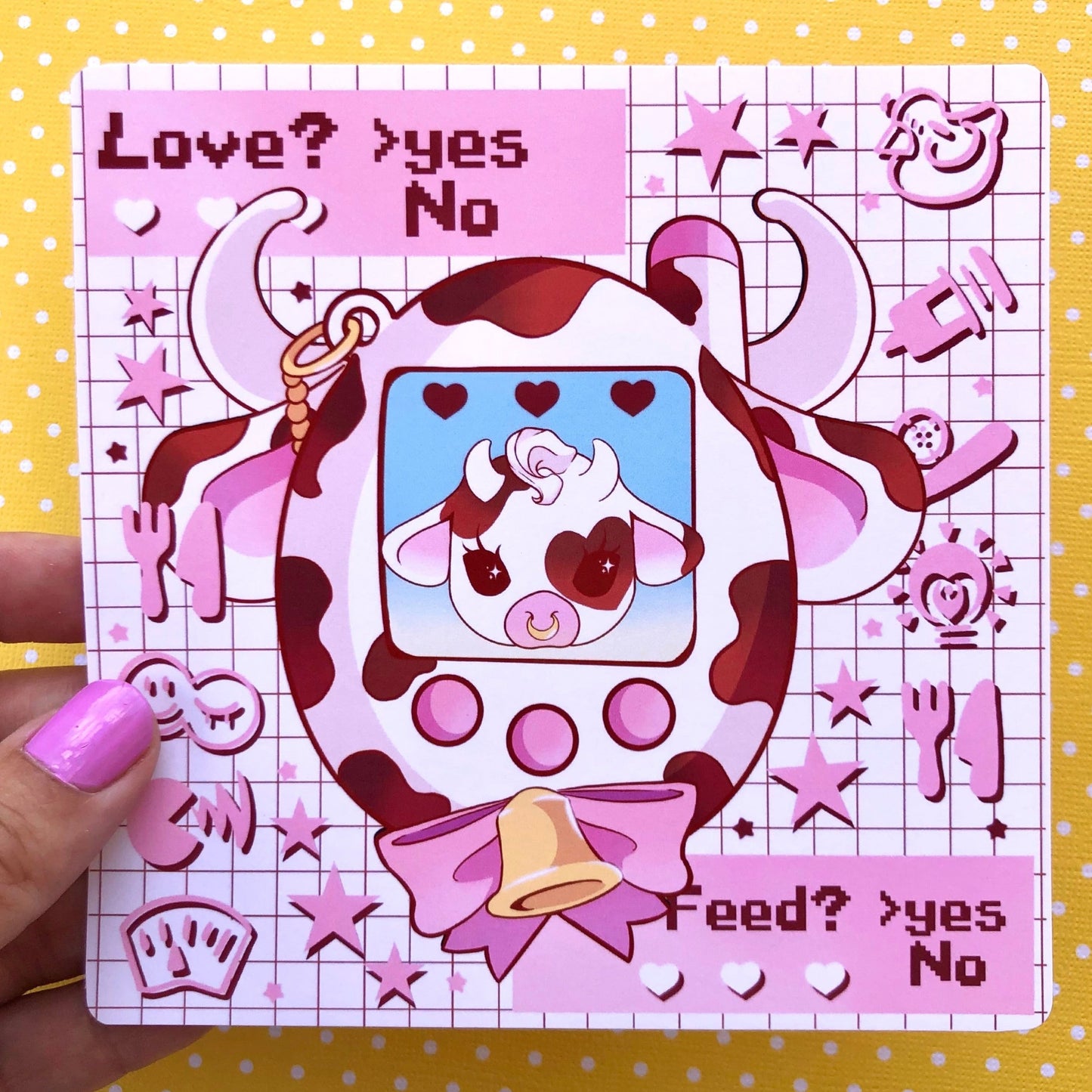 Brown Moolisa Tamagotchi Square Art Mini Print (2 sizes available)
