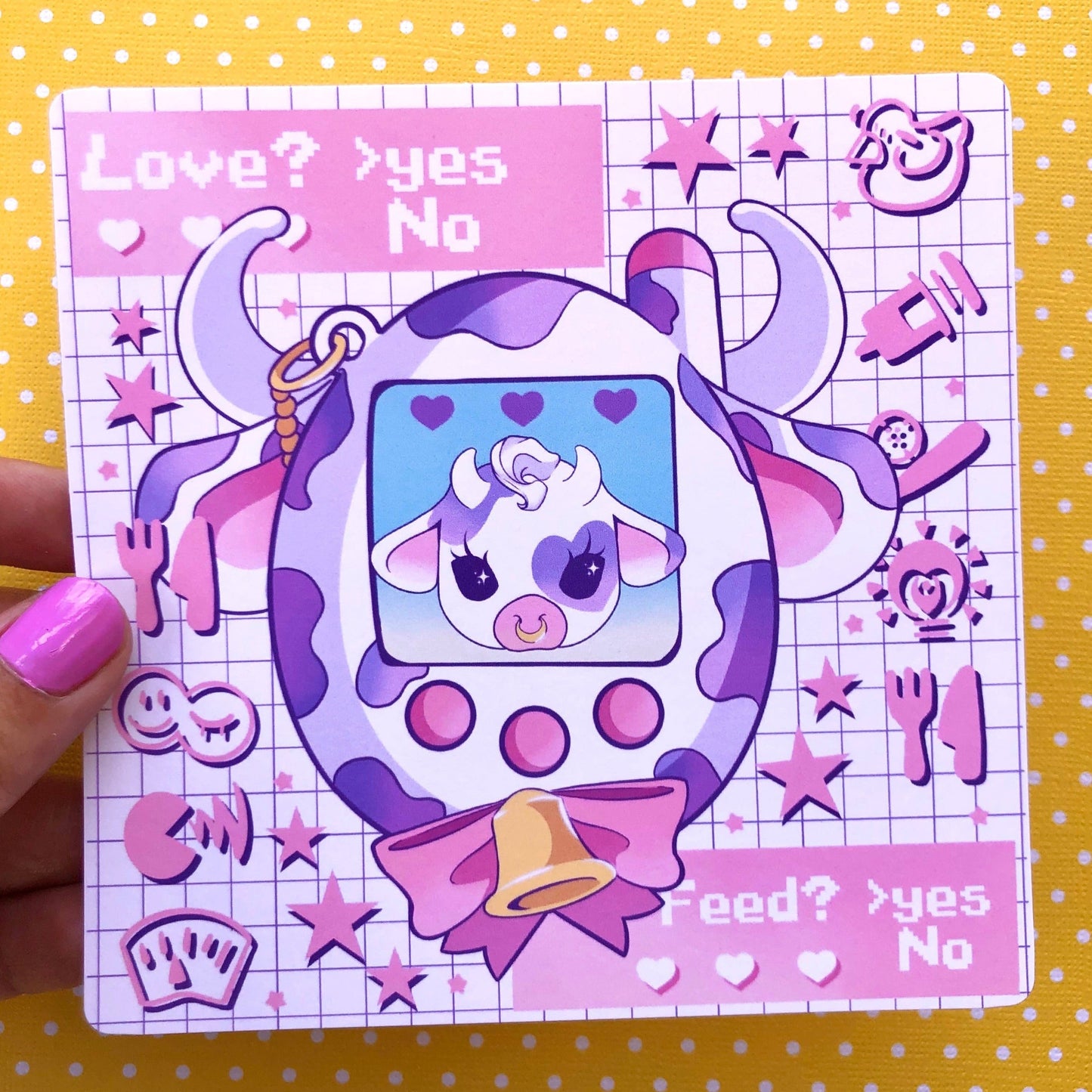 Lavender Moolisa Tamagotchi Square Art Mini Print (2 sizes available)
