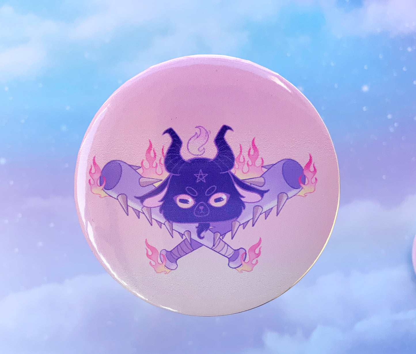 Baphomet Bats Button Pin
