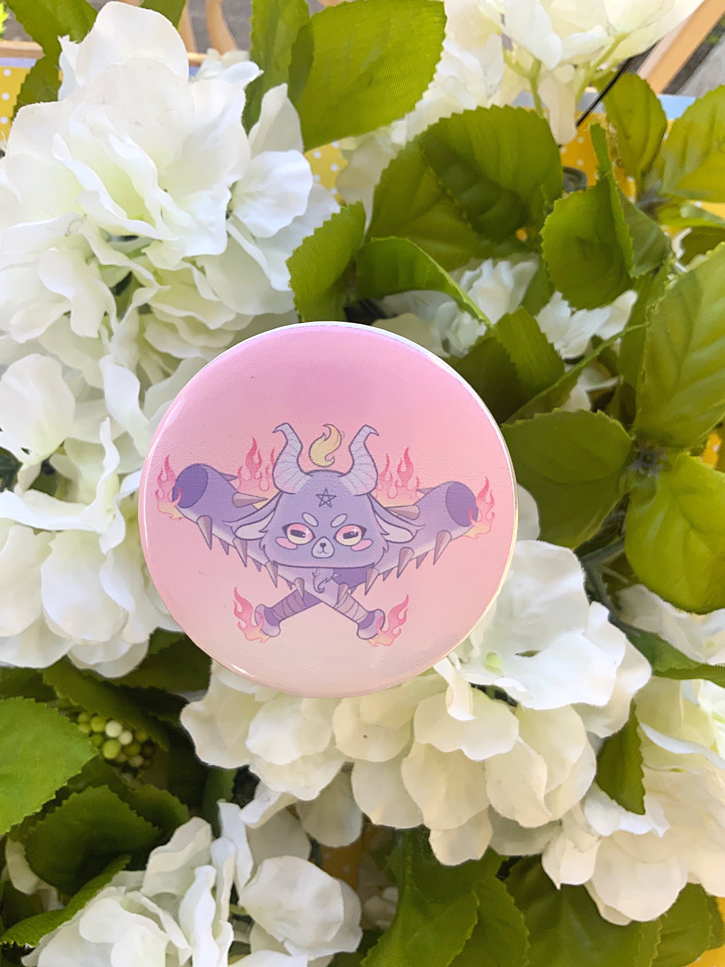 Baphomet Bats Button Pin