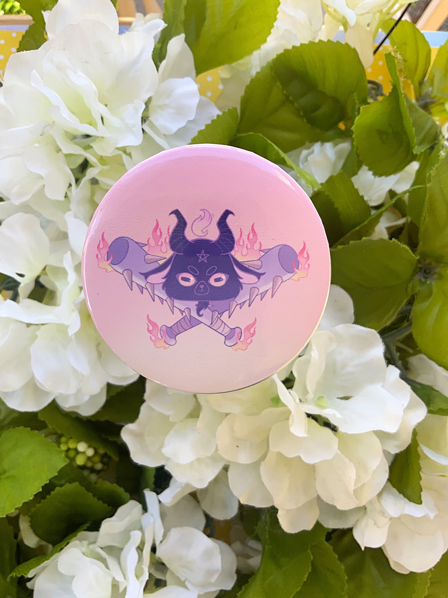Baphomet Bats Button Pin