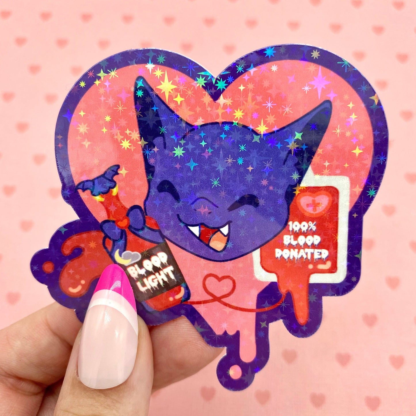 Blood Light Beer (Cute bat) holographic vinyl sticker