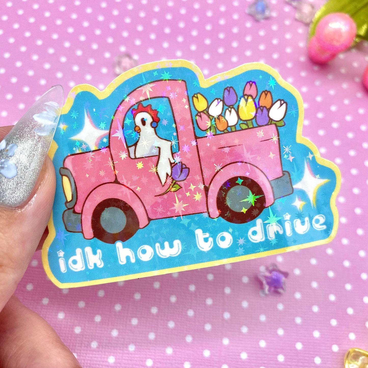 Idk how to drive Henrietta the Chicken vinyl sticker