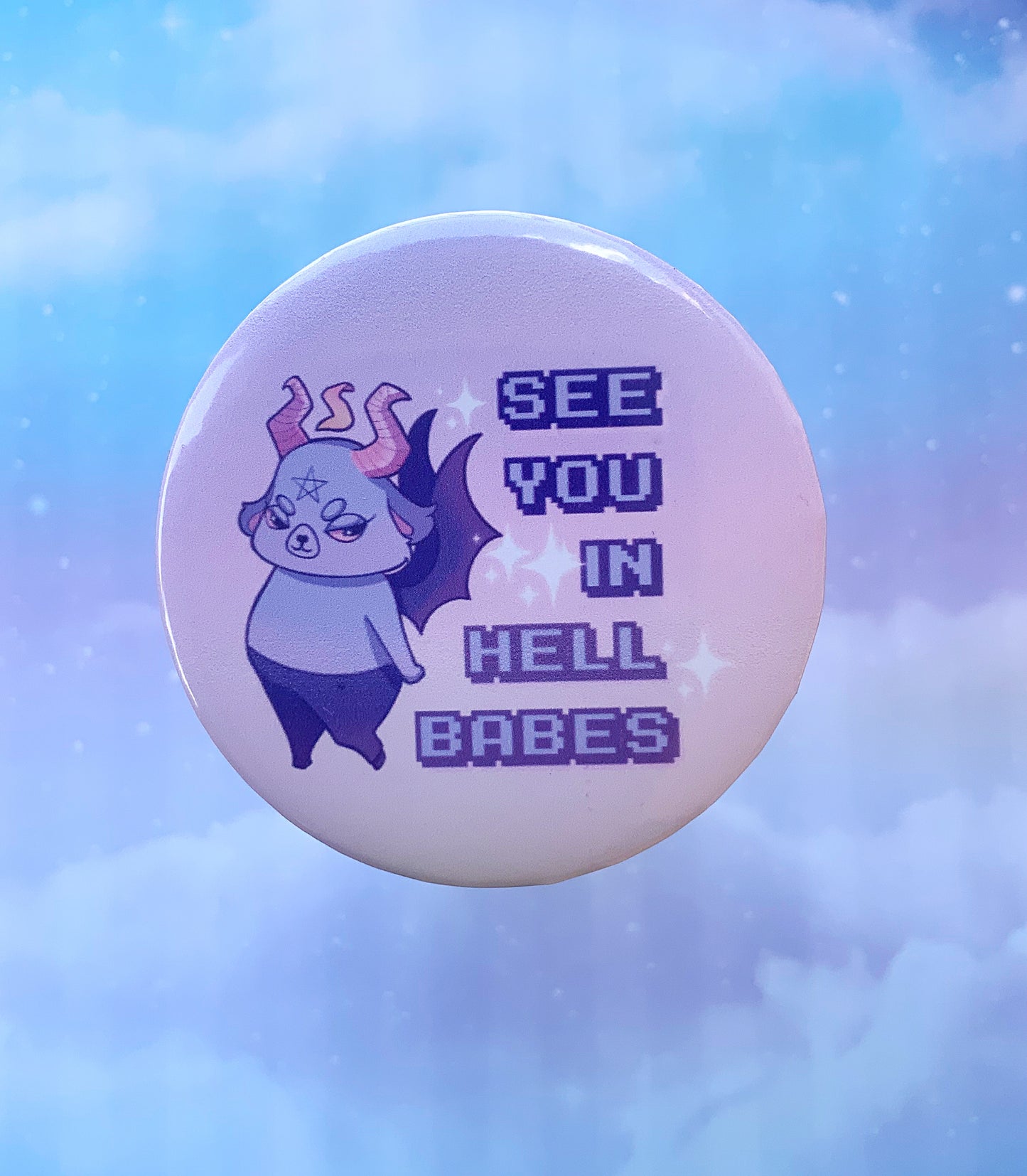 See you in hell Baphomet Button Pin