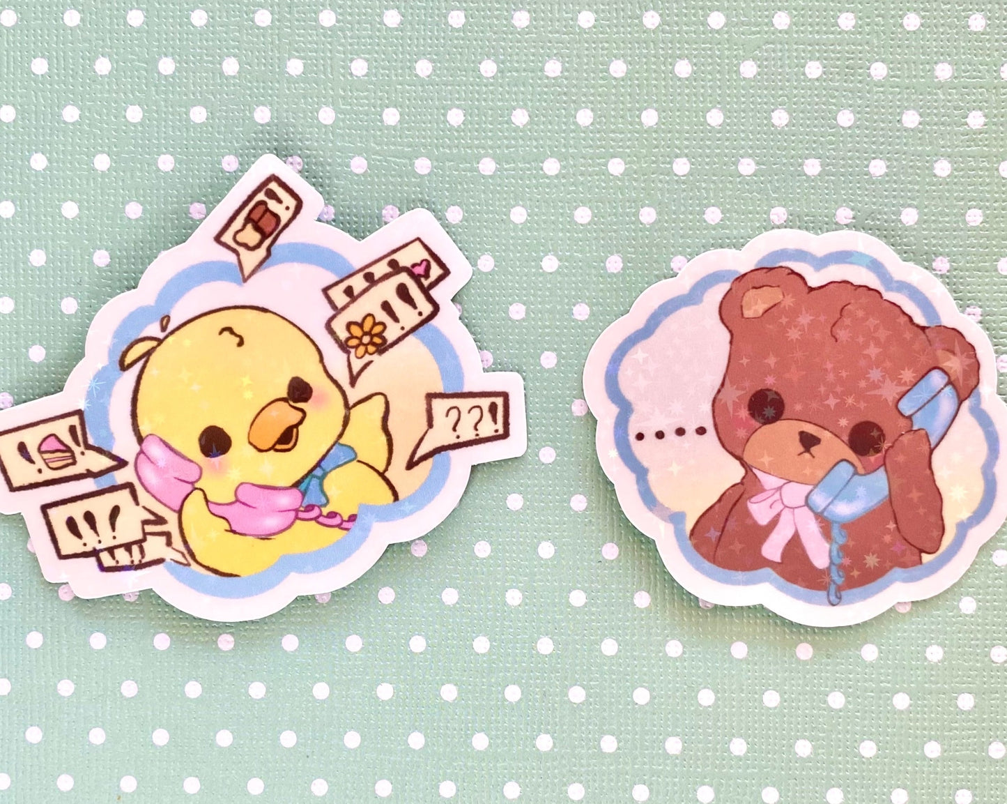 Chisme friends holographic vinyl sticker set of 2