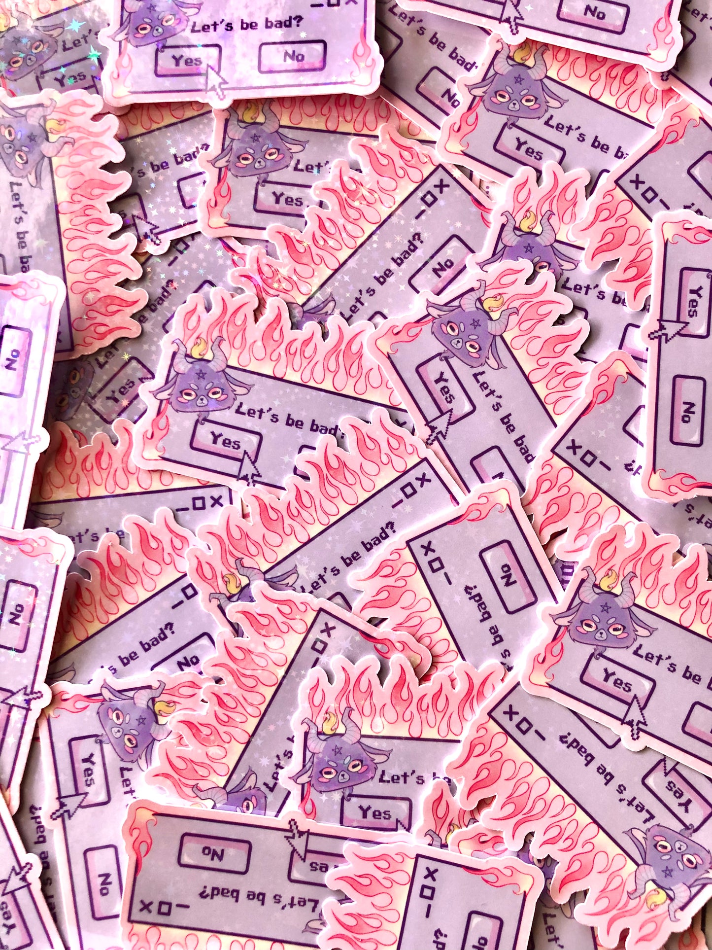 Lets Be Bad Baphomet holographic vinyl sticker
