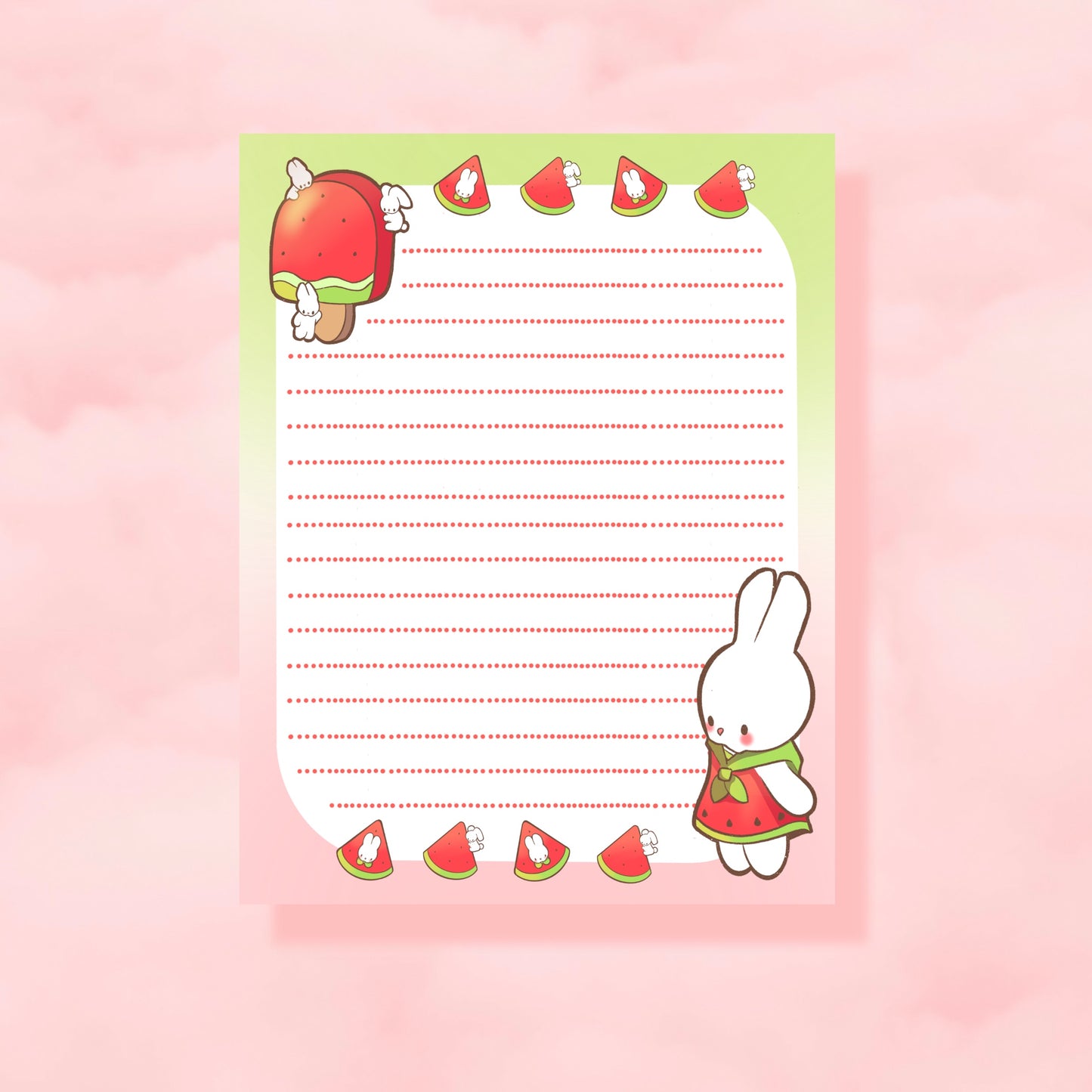 Watermelon Bunnies Large Notepad