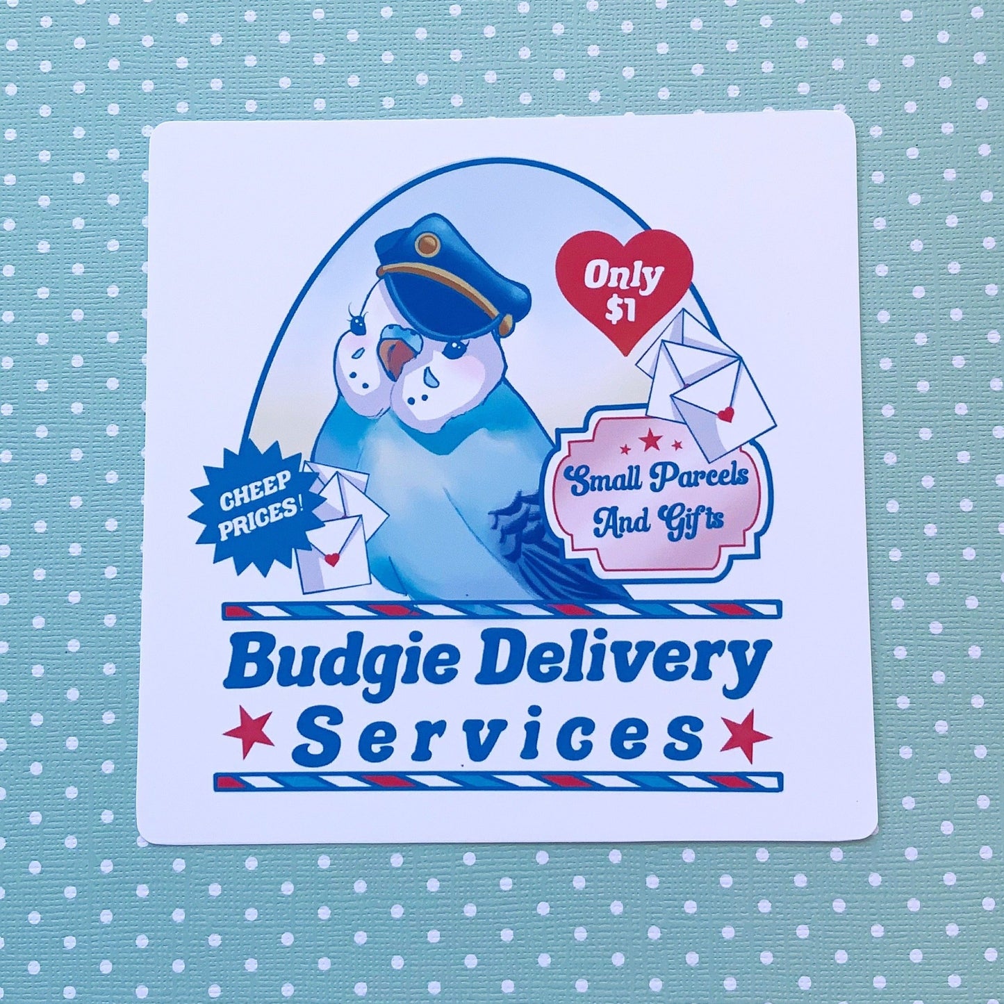 Budgie Delivery Services Mini Square Print ( 2 sizes available)