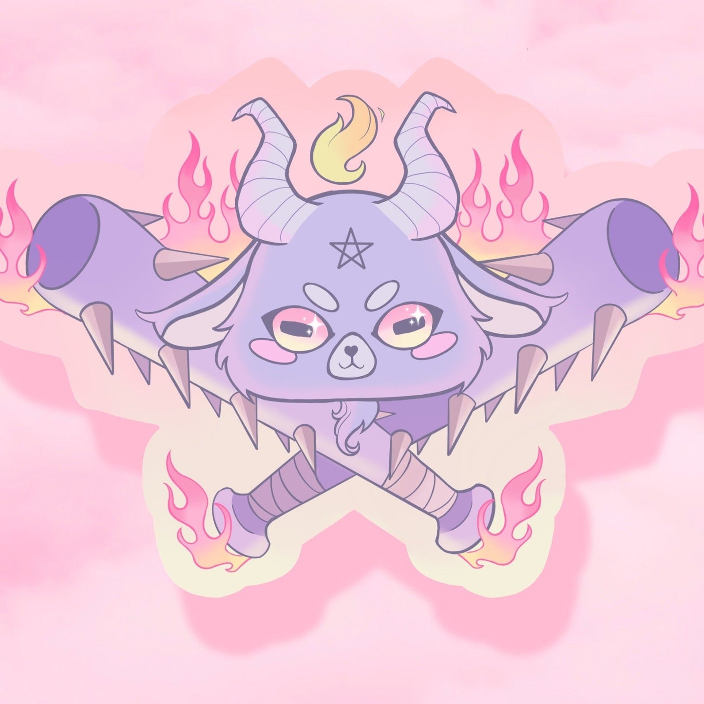 Baphomet & Bats holographic vinyl sticker