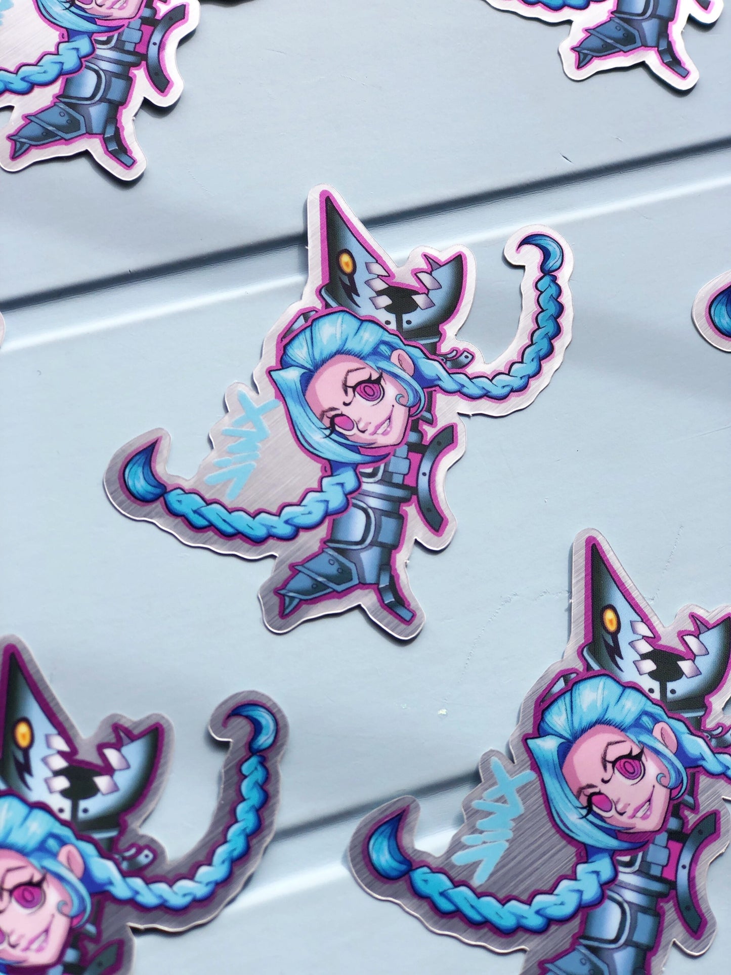 Arcane Jinx & fishbones metallic vinyl sticker