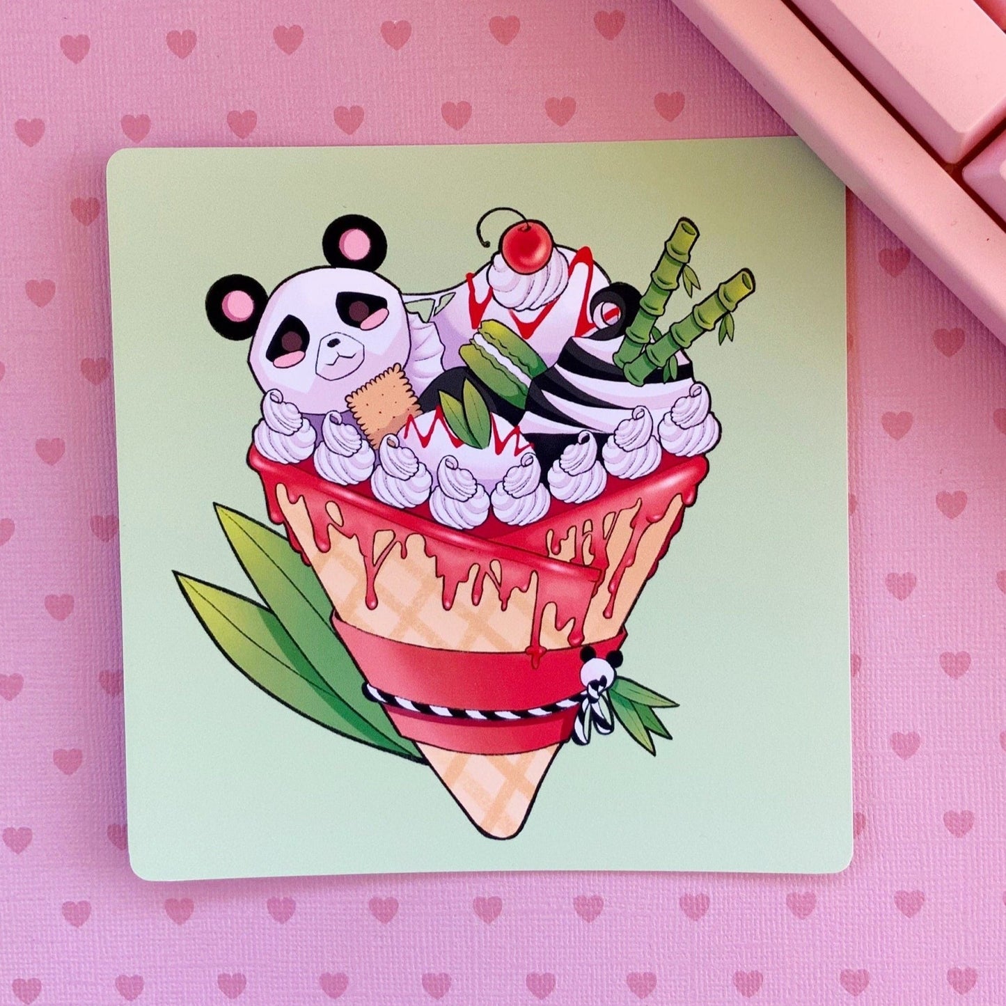 Panda Bear Crepe Art square mini print (2 sizes available)