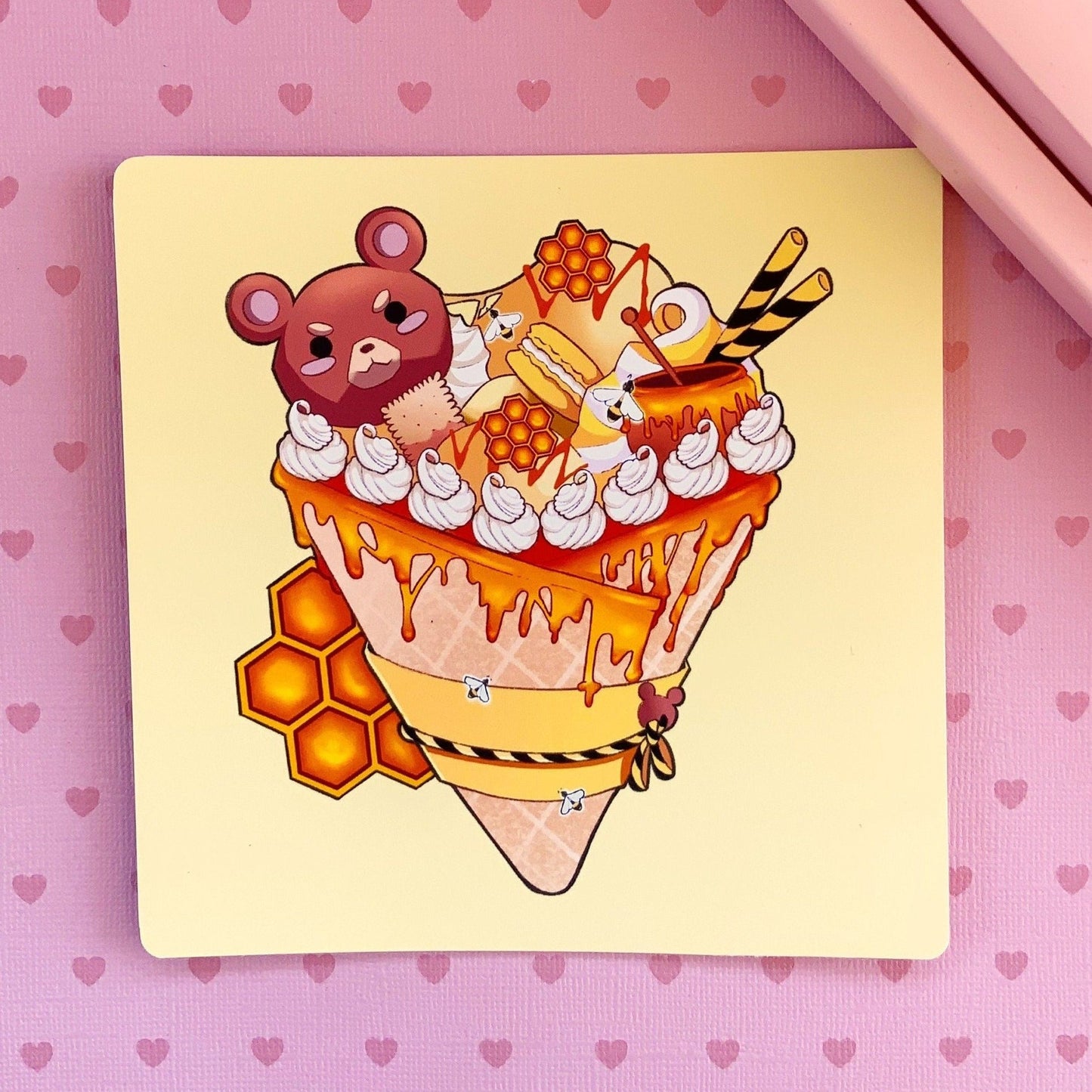 Honey Bear Crepe Art square mini print (2 sizes available)
