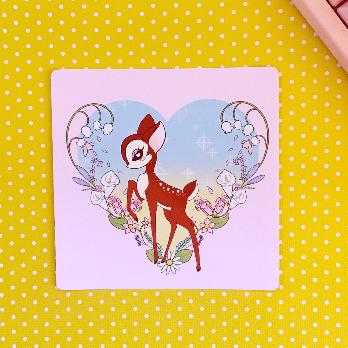 Spring Deery friend Art square mini print (2 sizes available)