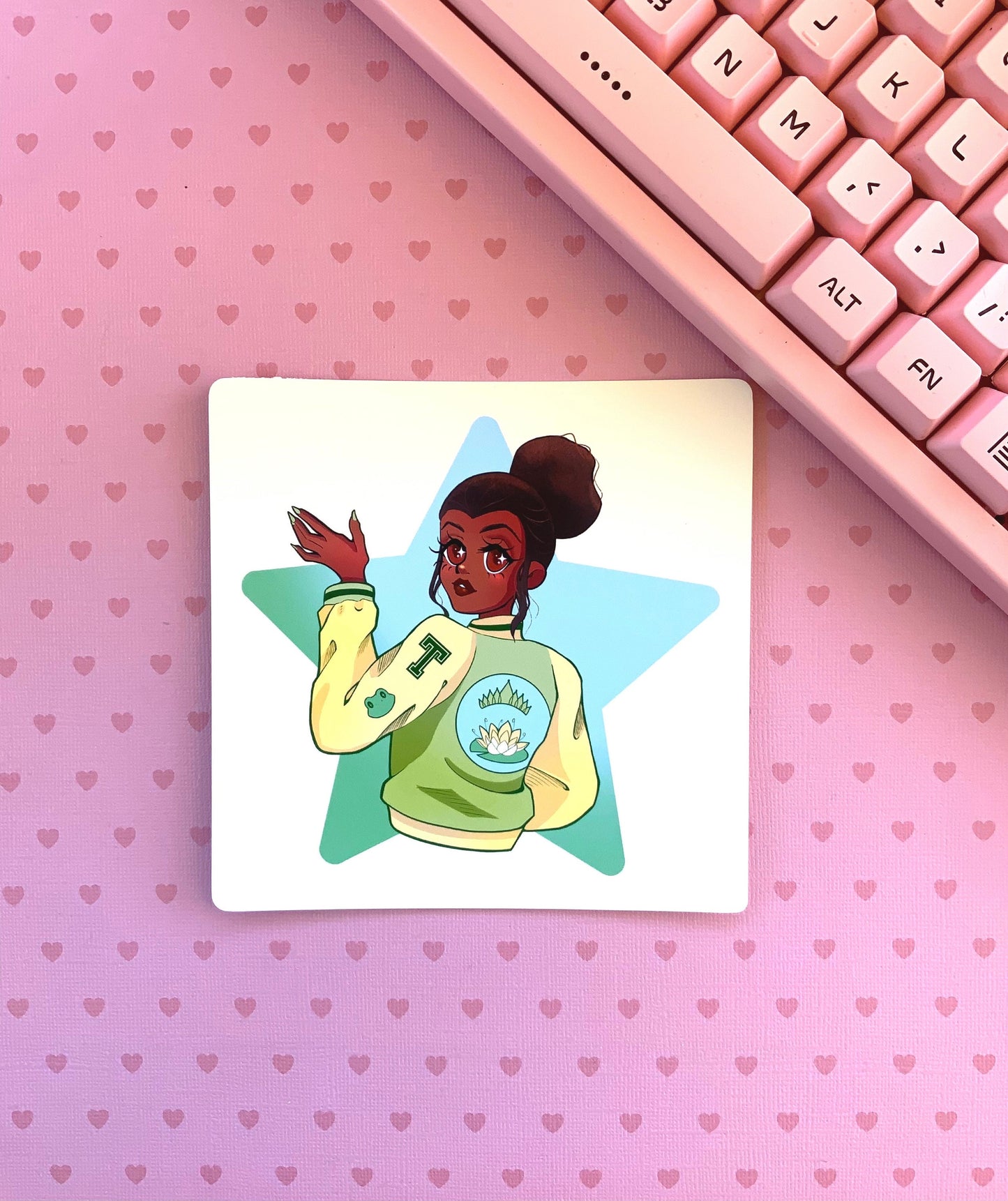 Tiana Princess and the frog inspired varsity jacket Art square mini print (2 sizes available)