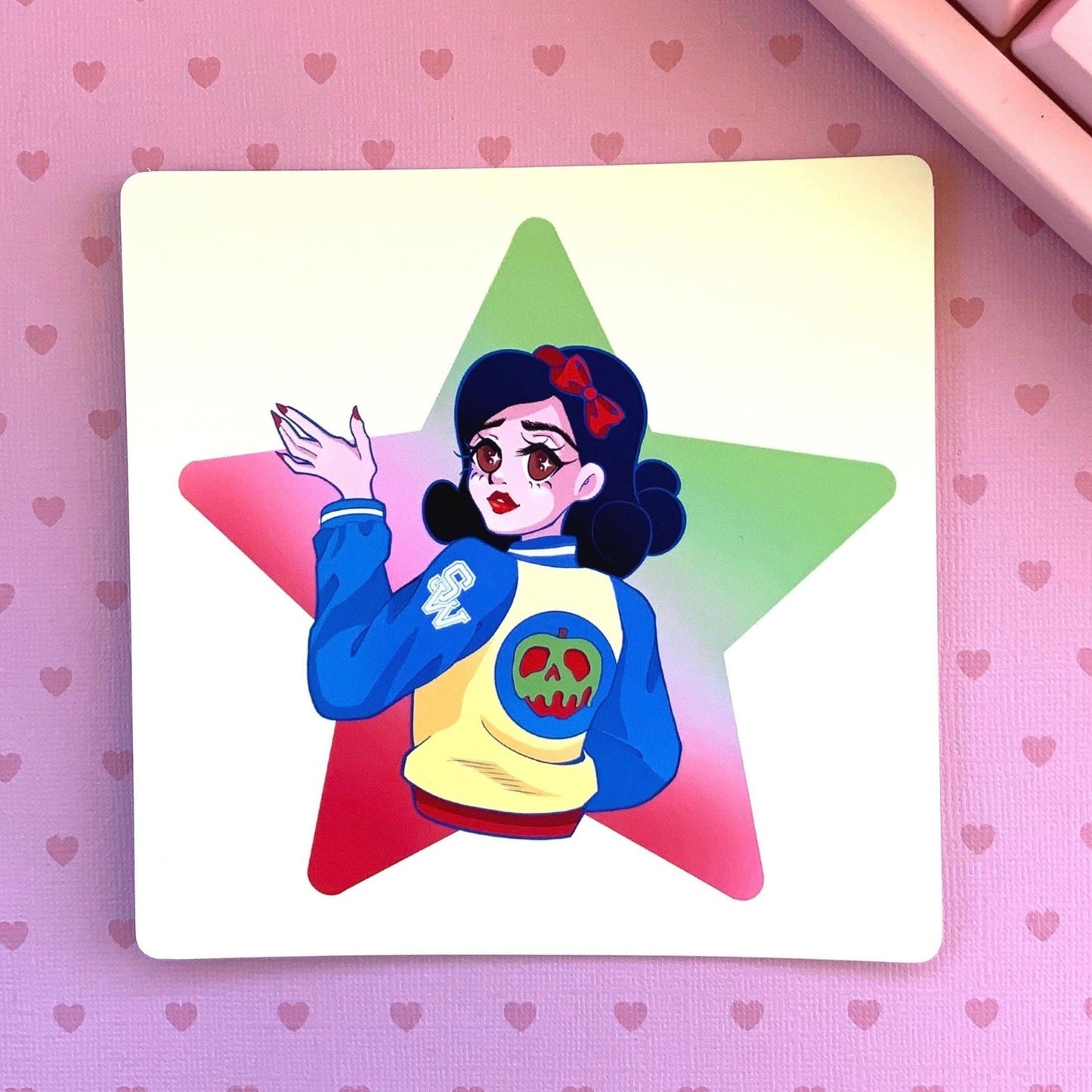 Snow white inspired varsity jacket Art square mini print (2 sizes available)