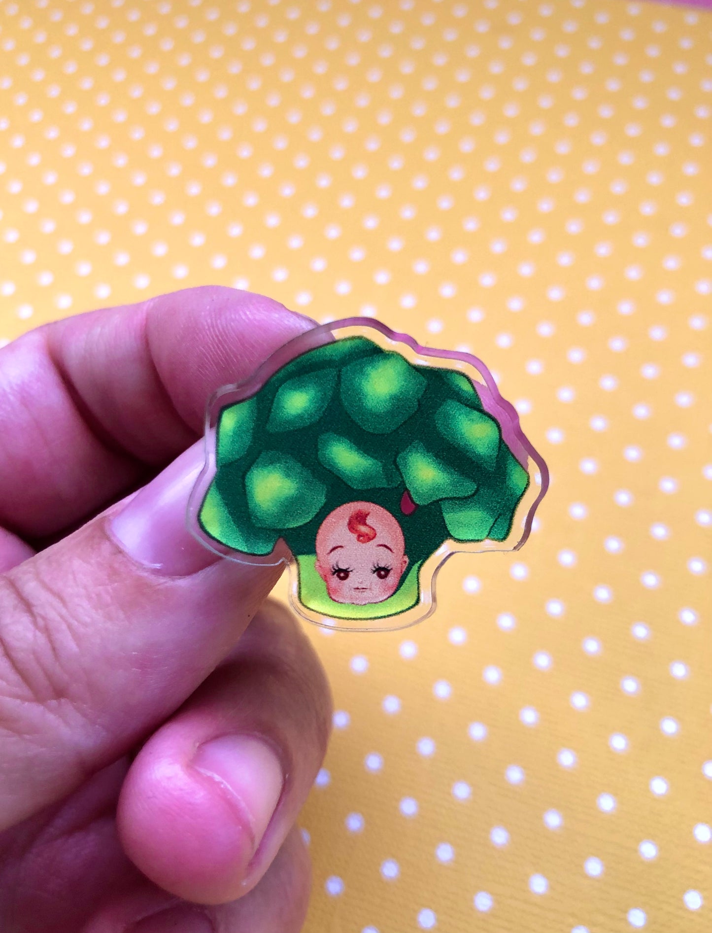 Kewpie Baby Brocoli Acrylic Pin