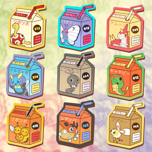 Bug Type Juice Boxes vinyl sticker set