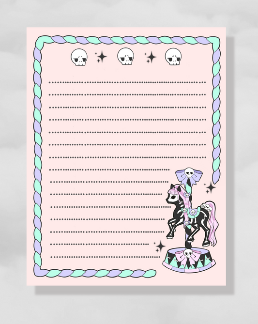 Goth Carousel Skull Notepad/ Day Planner