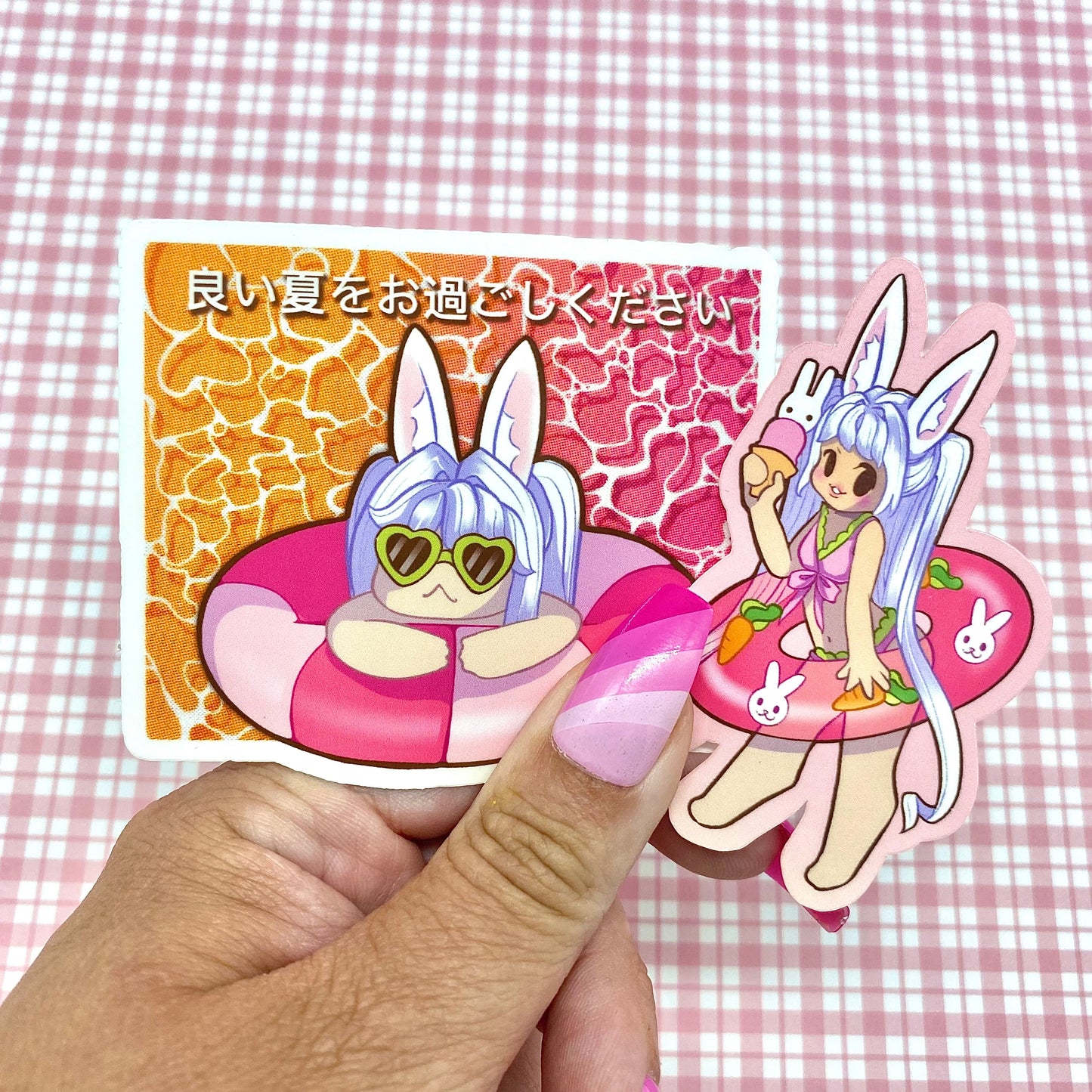 Bunni at the pool vinyl sticker set
