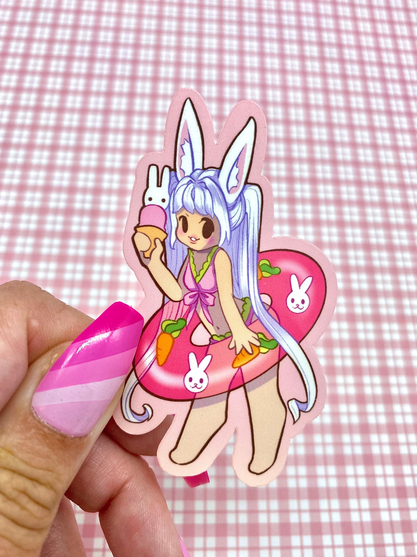 Bunni at the pool vinyl sticker set