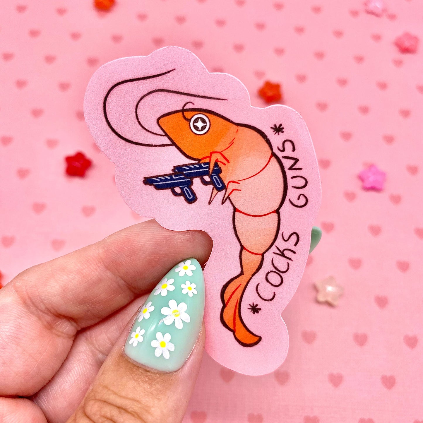 Loaded shrimp vinyl sticker