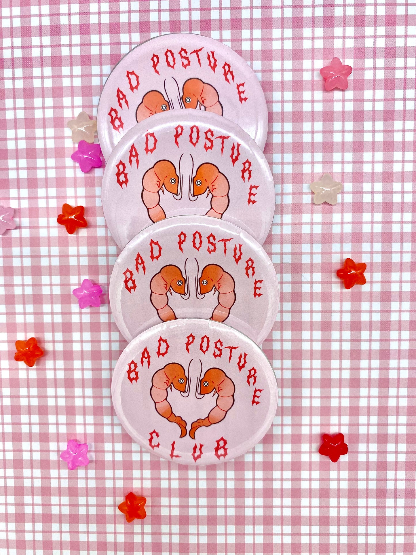Bad Posture Club Shrimp Button Pin