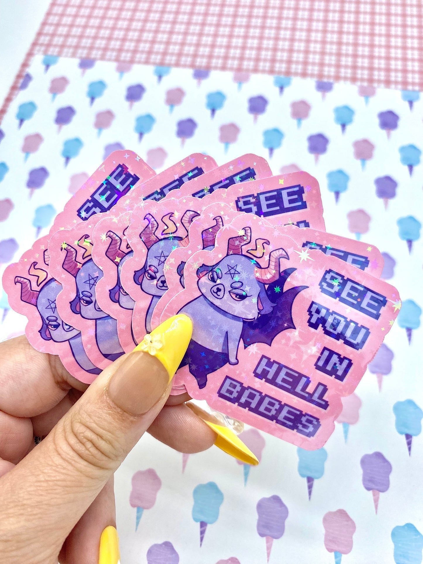 See you in hell babes Baphomet Holographic vinyl sticker