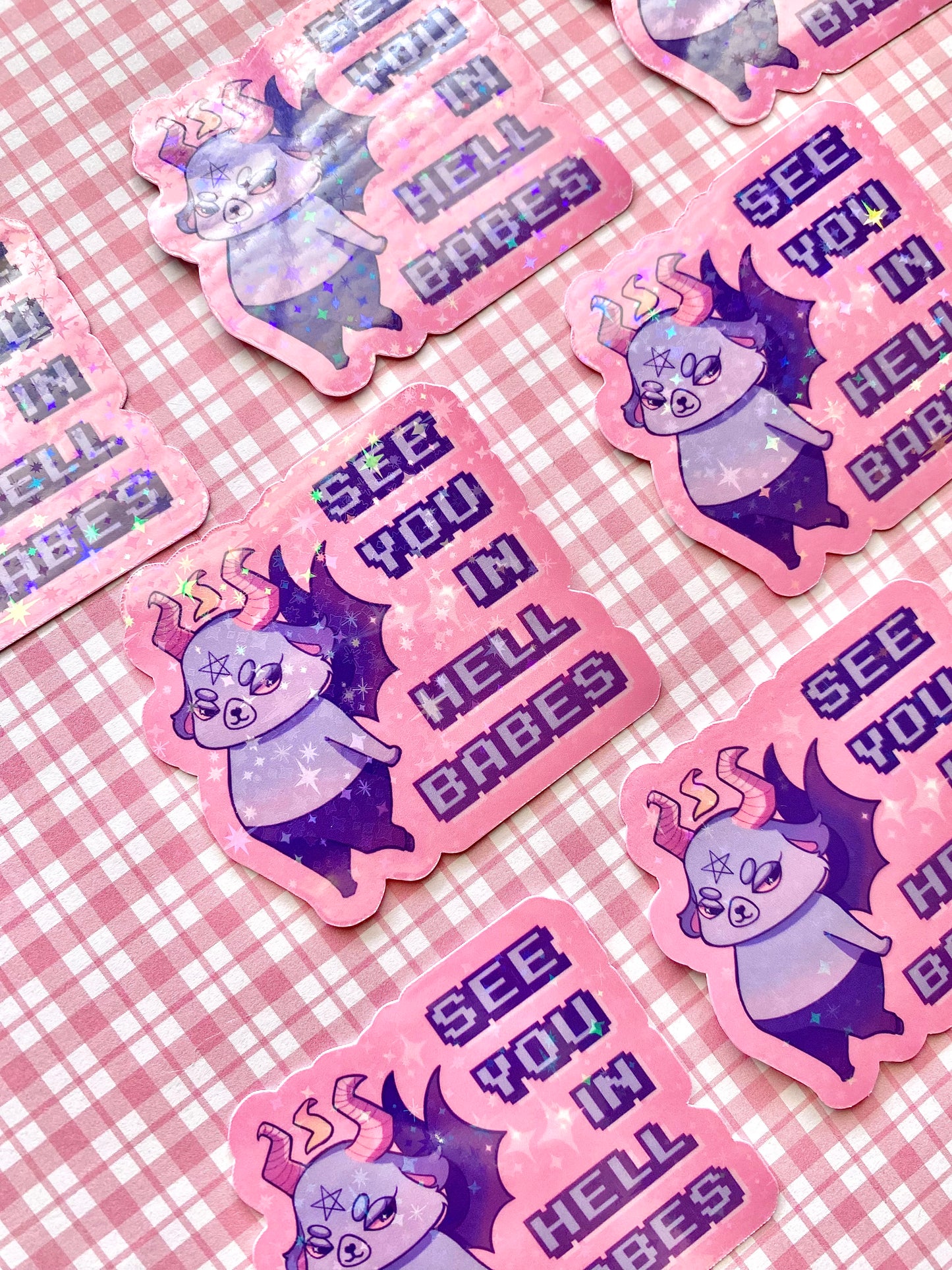 See you in hell babes Baphomet Holographic vinyl sticker
