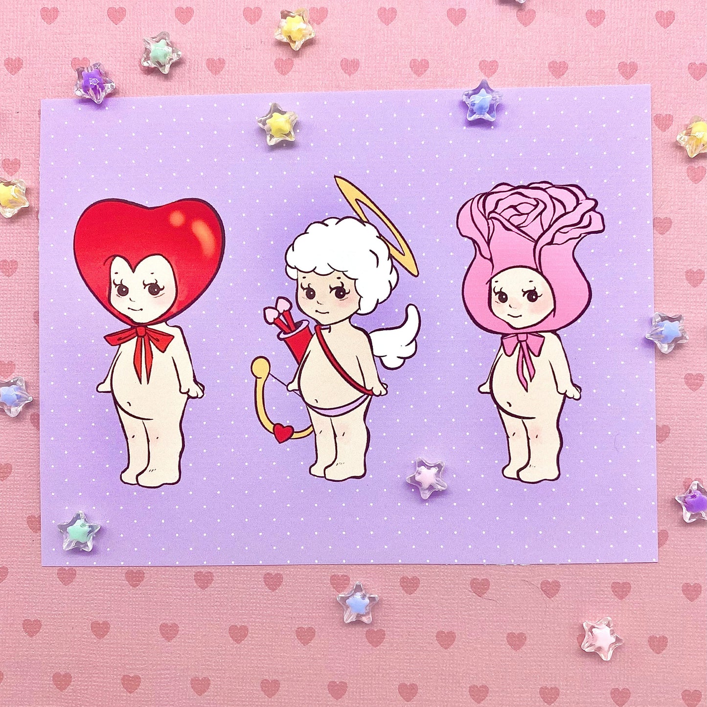 Valentine Babies mini art print