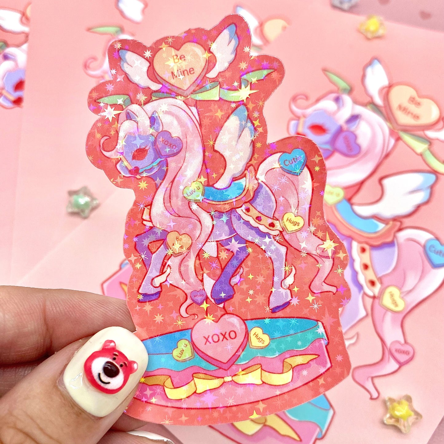 Sweethearts Candy Carousel Horse Holographic vinyl sticker