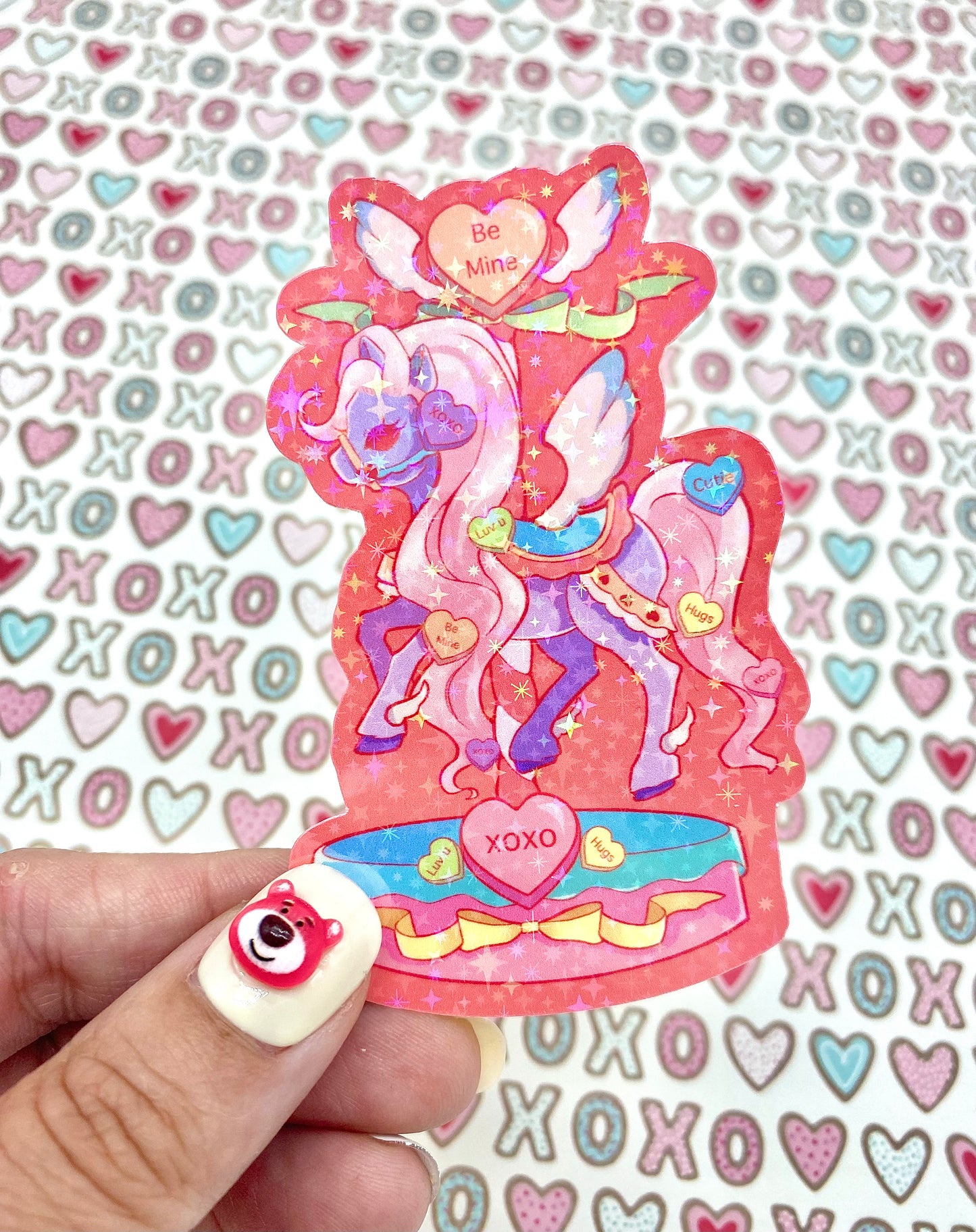 Sweethearts Candy Carousel Horse Holographic vinyl sticker