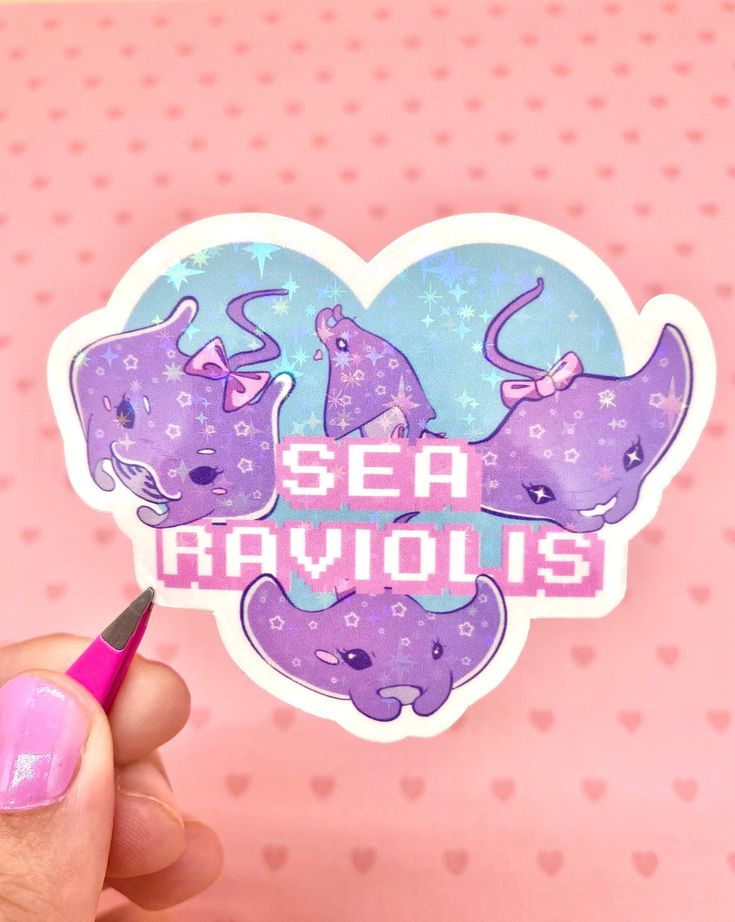 Sea Raviolis Manta Rays holographic vinyl sticker