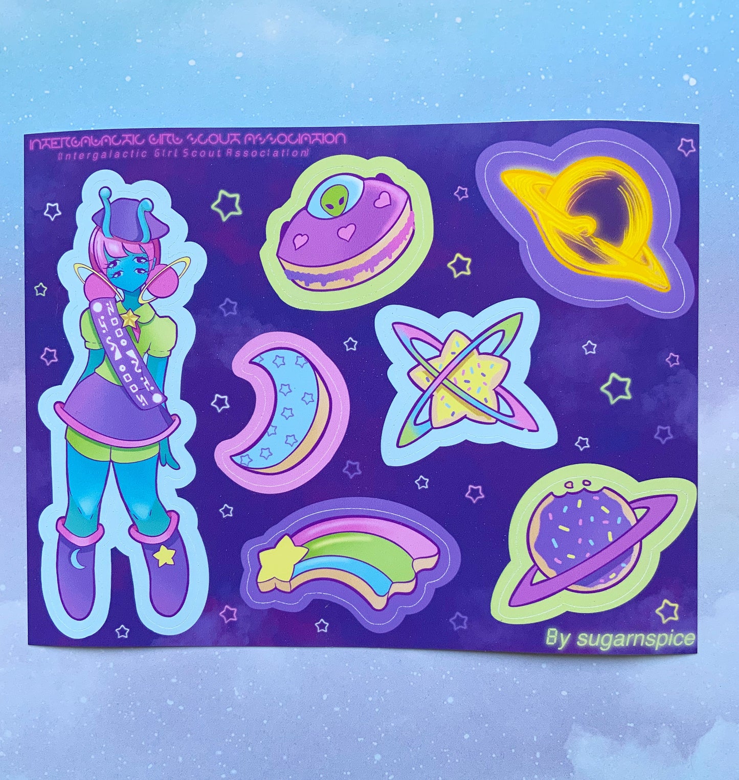 Alien Girl Scout Sticker Sheet