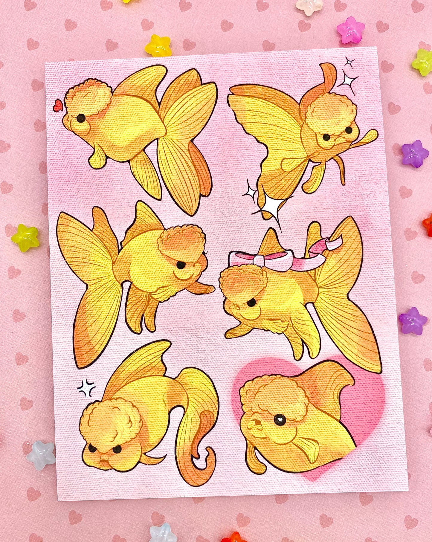 Oranda Goldfishies mini art print