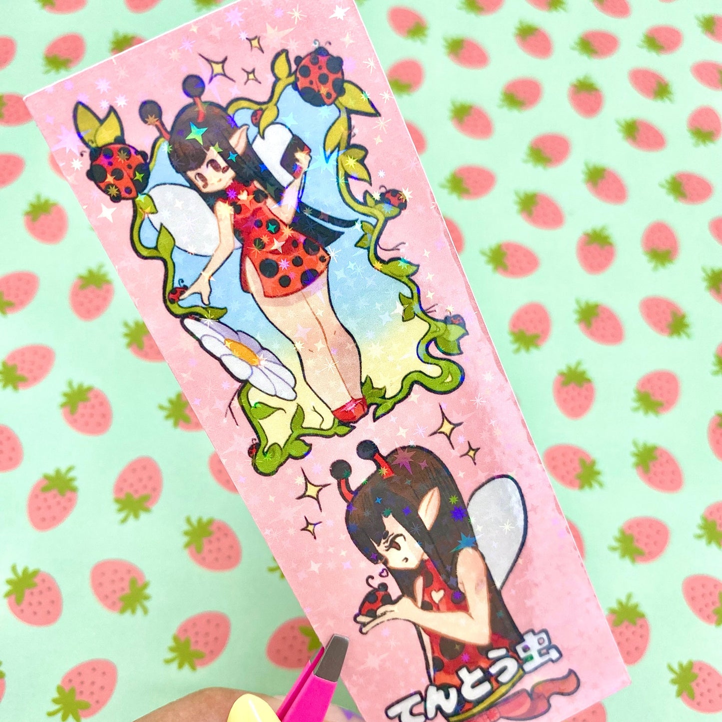 Ladybug Holographic Bookmark