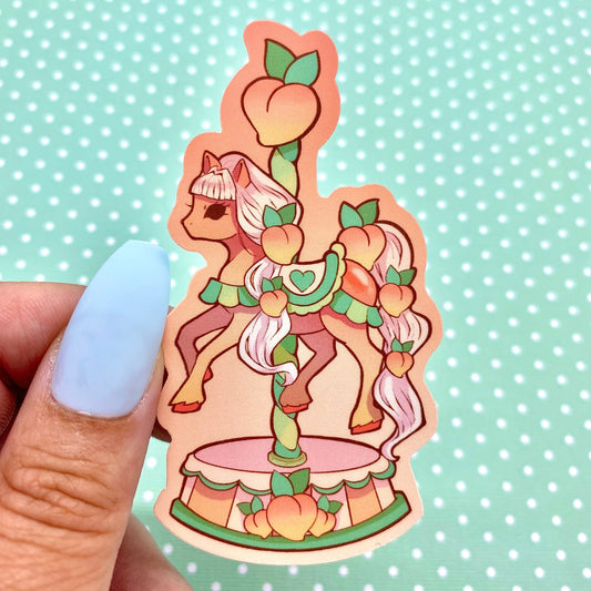 Peach Carousel Horse vinyl sticker