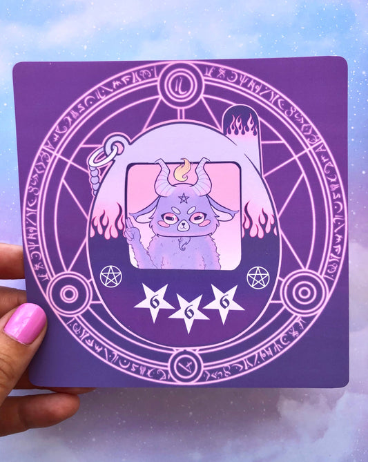 Dark Baphomet Tamagotchi Square Art Mini Print (2 sizes available)