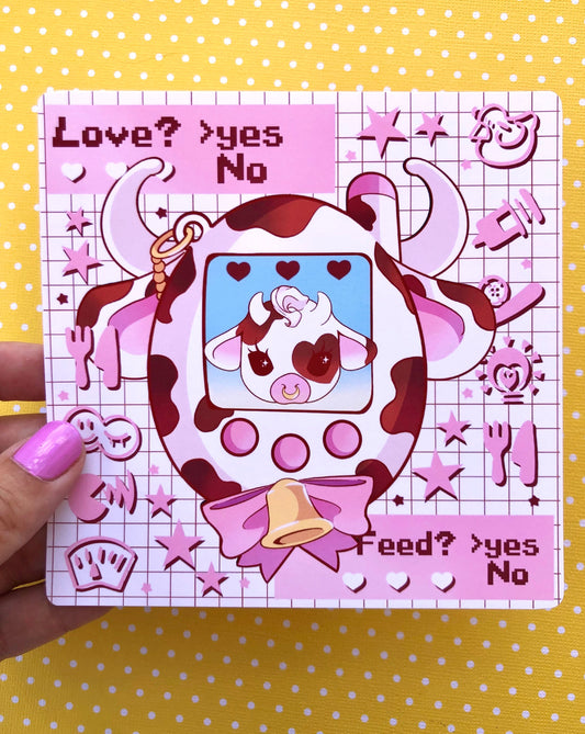 Brown Moolisa Tamagotchi Square Art Mini Print (2 sizes available)