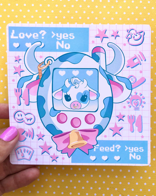 Blue Moolisa Tamagotchi Square Art Mini Print (2 sizes available)