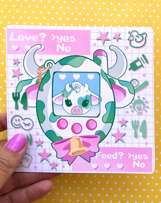 Green Moolisa Tamagotchi Square Art Mini Print (2 sizes available)