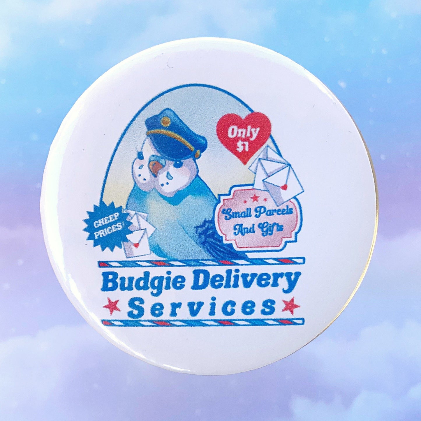 Budgie Delivery Services Button Pin