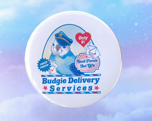 Budgie Delivery Services Button Pin