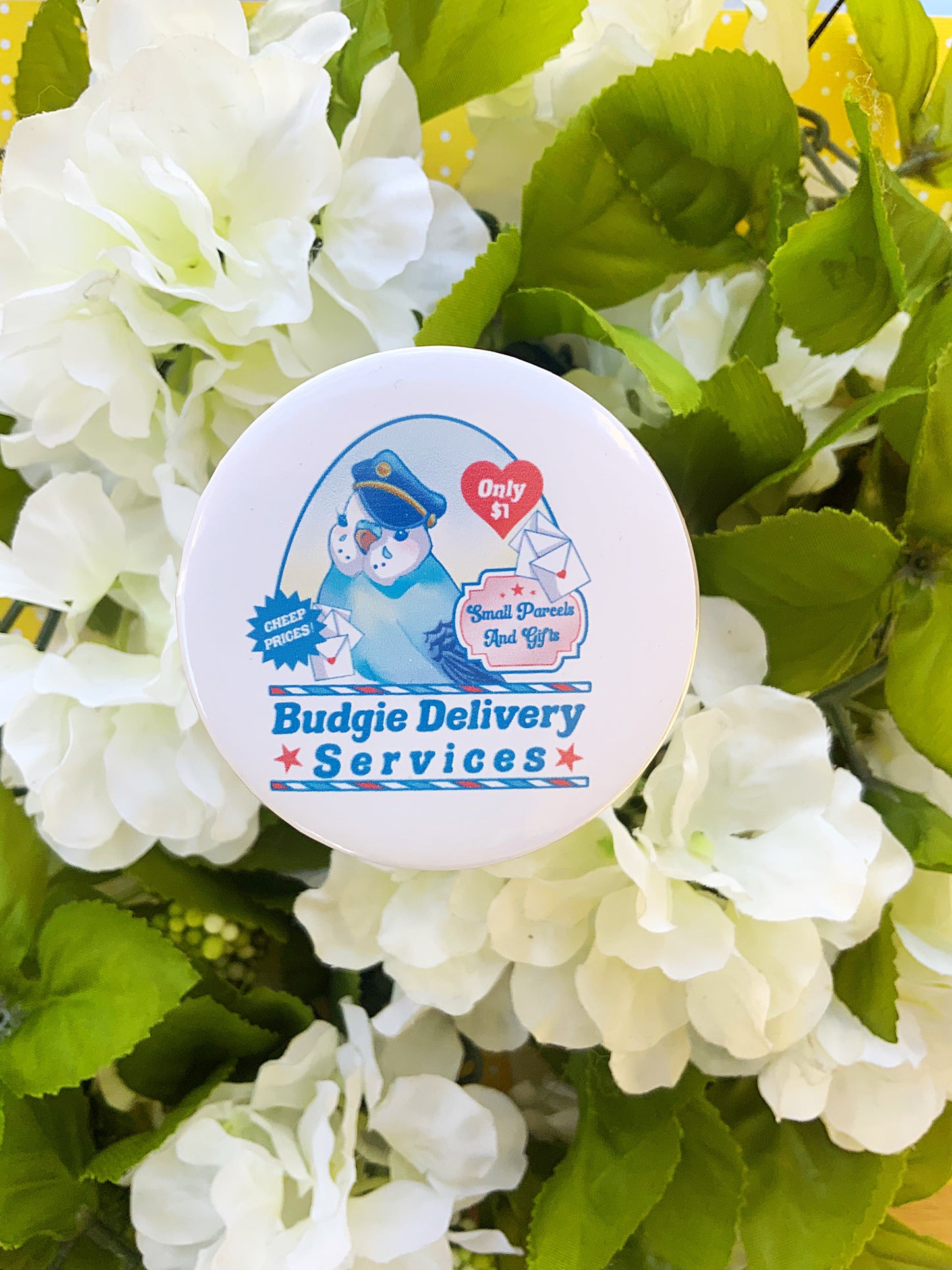 Budgie Delivery Services Button Pin