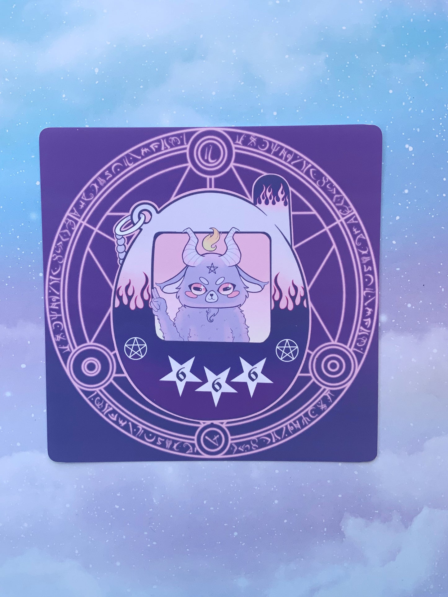 Dark Baphomet Tamagotchi Square Art Mini Print (2 sizes available)