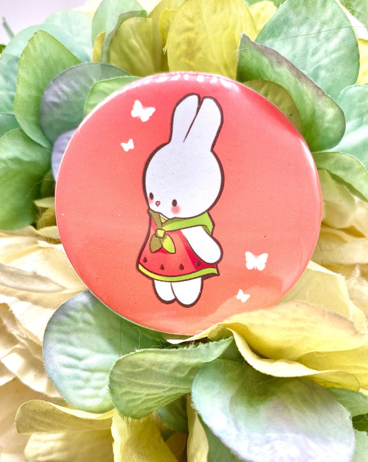 Watermelon Bunny Button Pin